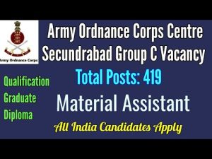 Army Ordnance Corps Material Assistant Recruitment 2022
